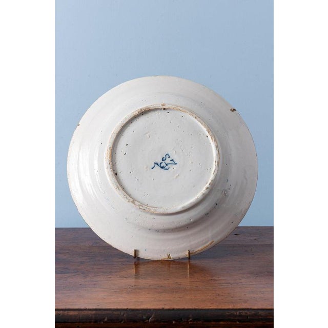 Ceramic 18th Century Dutch Delft Blue and White Peacock Dish For Sale - Image 7 of 8