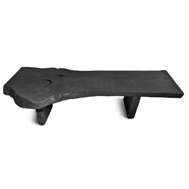 Black Natural Edge Slab Organic Modern Bench/Coffee Table For Sale - Image 10 of 10