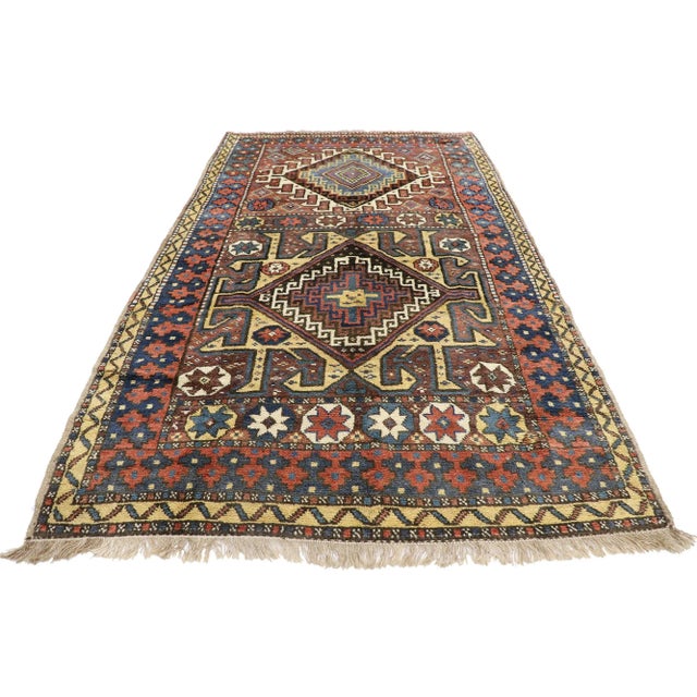 Mid-Century Modern Antique Azerbaijan Rug - 05'00 X 09'03 For Sale - Image 3 of 9