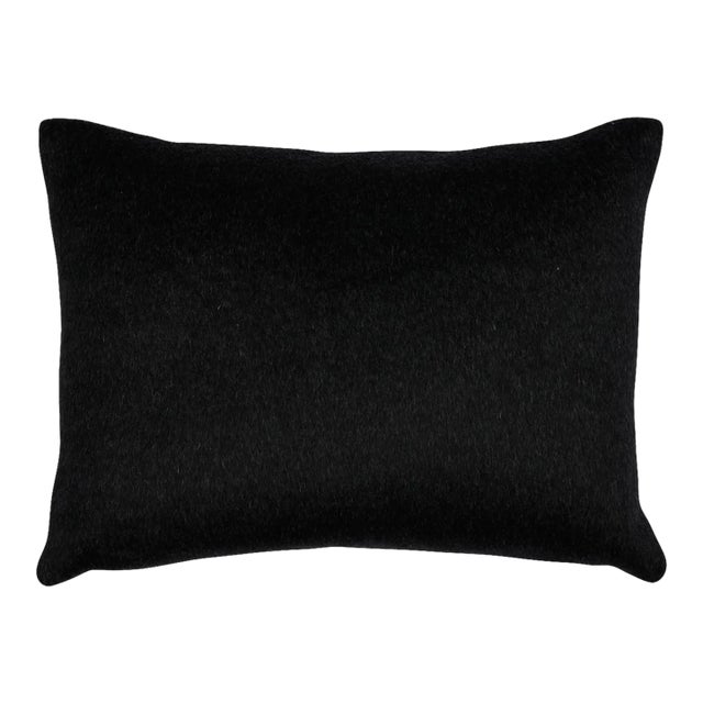 Schumacher Dixon Mohair 16" Lumbar Pillow In Carbon For Sale