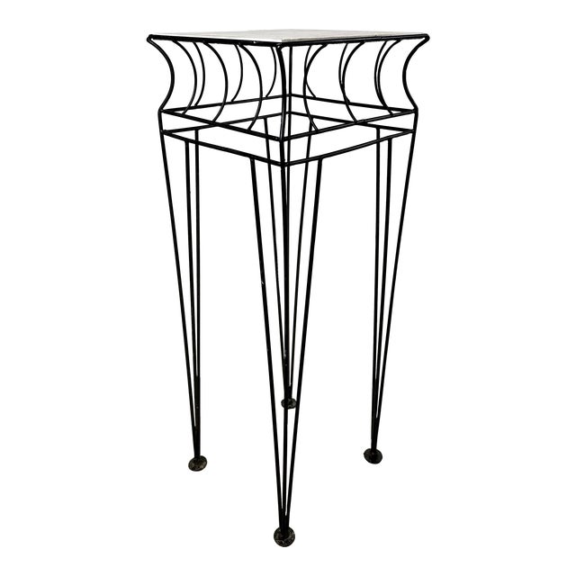 Mid Century Modern Wrought Iron & Marble Plant Stand Chairish