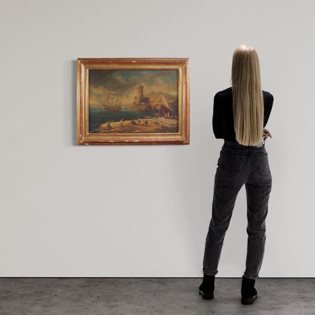 Italian Artist, Harbor View, 1950, Oil on Canvas, Framed For Sale - Image 6 of 16