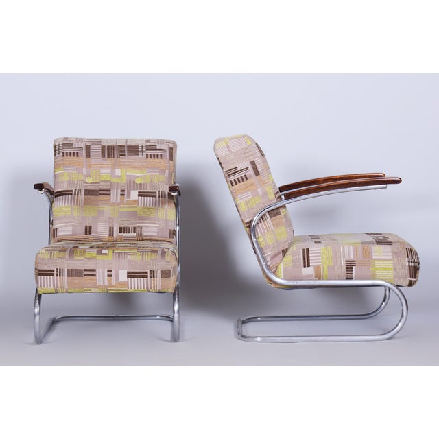 1930s Bauhaus Armchairs in Chrome-Plated Steel attributed to Mücke-Melder, Czech, 1930s, Set of 2 For Sale - Image 5 of 8