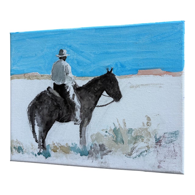 Watercolor Cowboy on Canvas by Joseph Christy For Sale