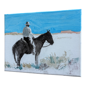 Watercolor Cowboy on Canvas by Joseph Christy