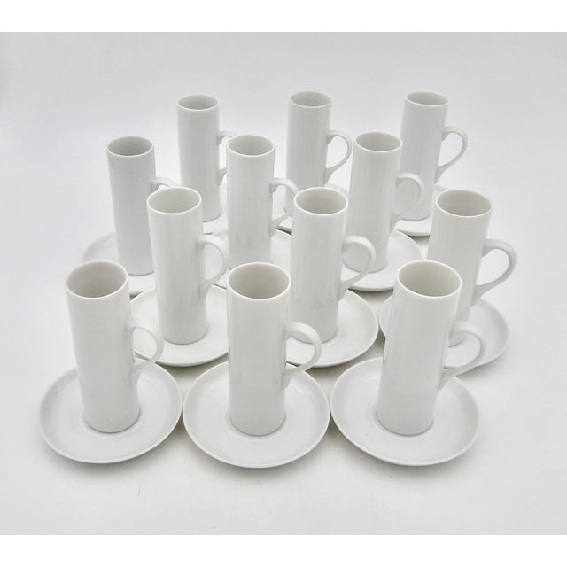 Lagardo Tackett 1950s Lagardo Tackett White Porcelain Espresso Cup & Saucer Set of 12 For Sale - Image 4 of 11