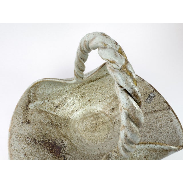 Accolay Vintage Accolay Stoneware Basket With Twisted Handle, France, 1960s For Sale - Image 4 of 16