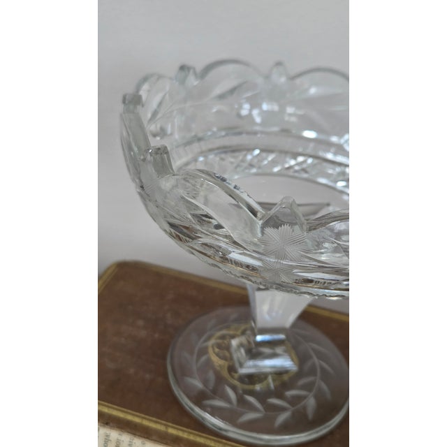 Transparent Vintage Cut Glass Star and Leaf Pedestal Compote For Sale - Image 8 of 18