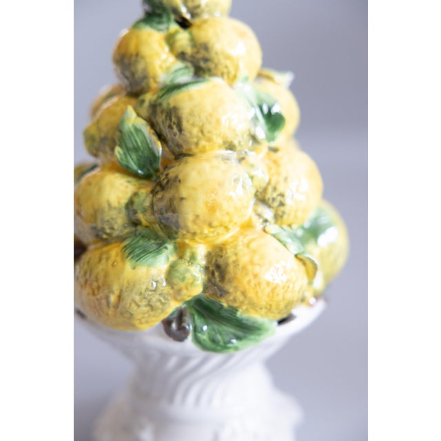 Vintage Italian Majolica Lemon Topiary Centerpieces - A Pair For Sale In Houston - Image 6 of 13