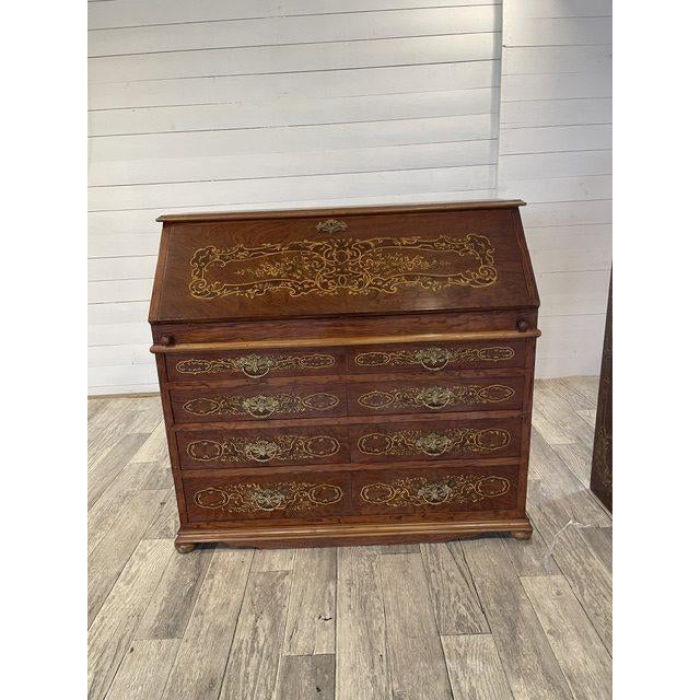 Egyptian Secretaire in Wood and Brass For Sale - Image 12 of 18