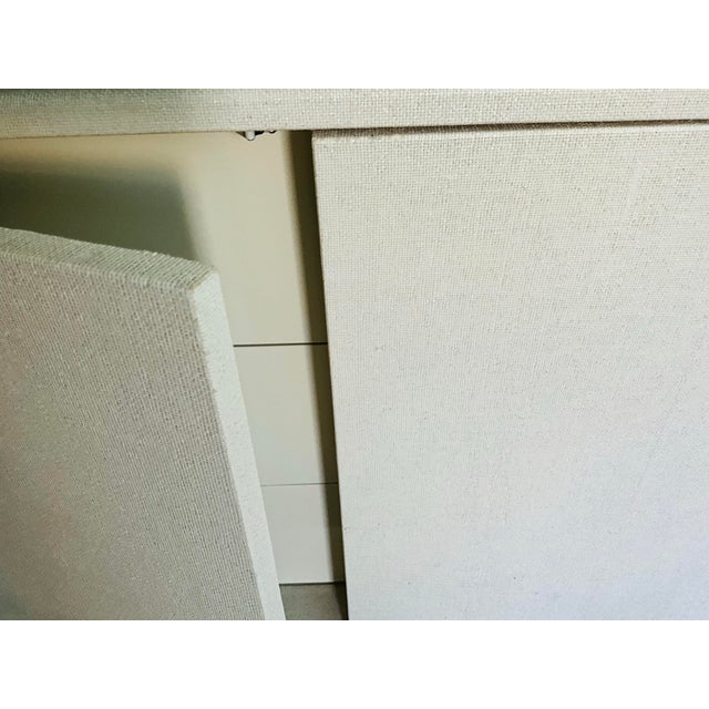Late 20th Century Contemporary White Painted Raffia-Clad Storage Cabinet Armoire With Adjustable Shelving & Hidden Drawers For Sale - Image 9 of 9