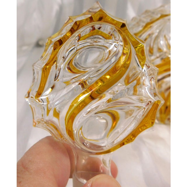 1960s Clear and Yellow Glass Decanter For Sale - Image 4 of 4