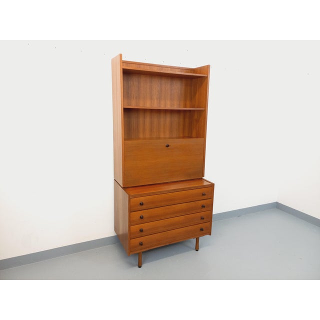 Vintage Teak Bookcase with Chest of Drawers and Secretary, 1960s-1970s For Sale - Image 11 of 18