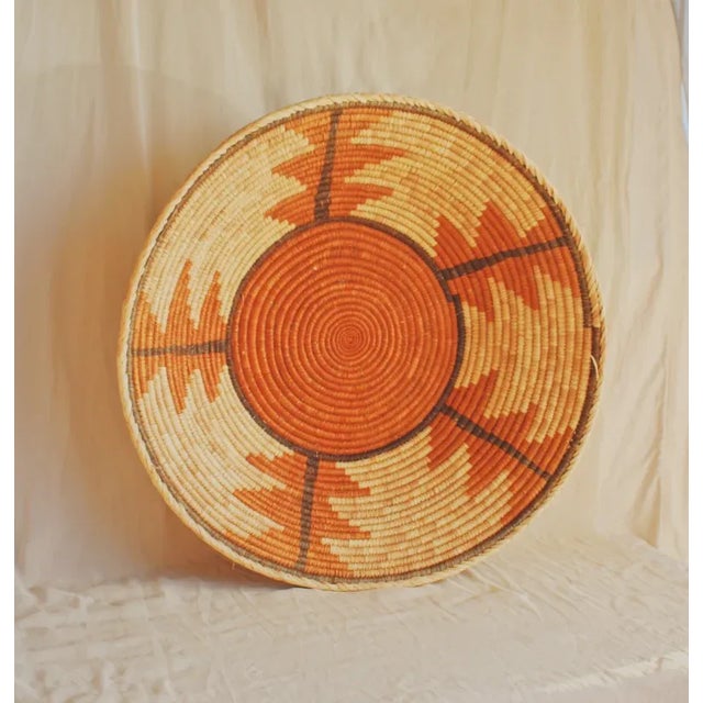 Large African basket / skillfully crafted vintage floor basket / handwoven from natural seagrass and rattan / organically...