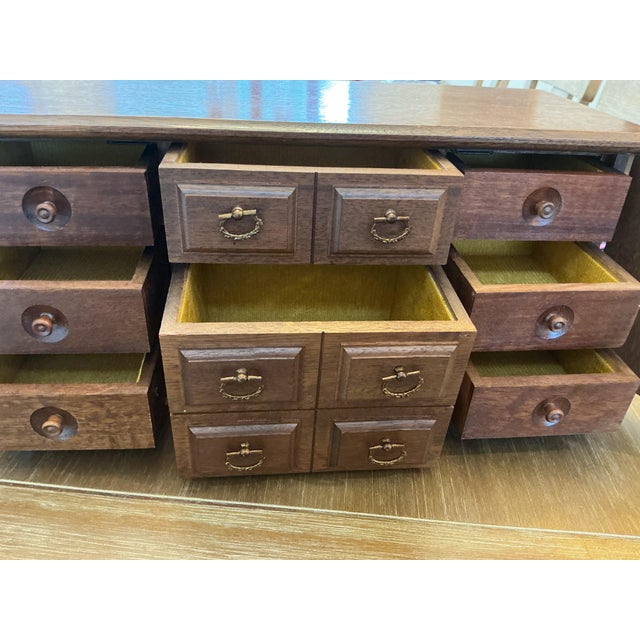1960s Vintage Mid-Century Japanese Wooden Jewelry Armoire Chest - 12 Drawer Face 8 Drawers For Sale - Image 5 of 10