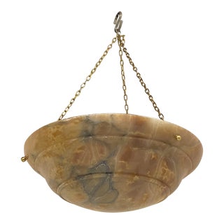 1940’s Carved Alabaster Light Fixture For Sale