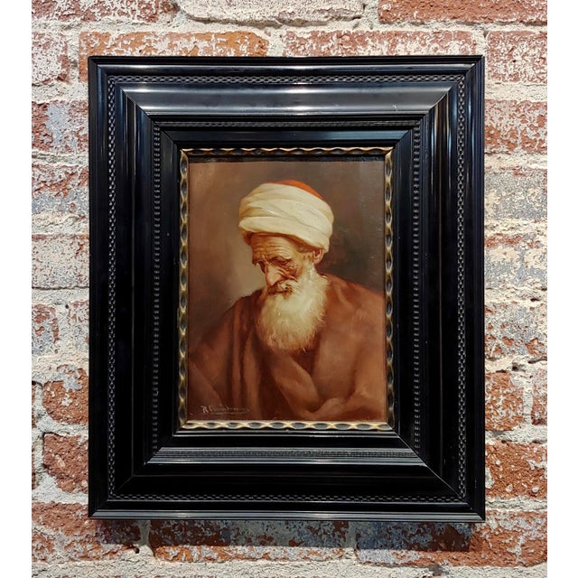 1900s Raphaël Chichmanian Portrait of an Islamic Patriarch Armenian Oil Painting For Sale - Image 10 of 10