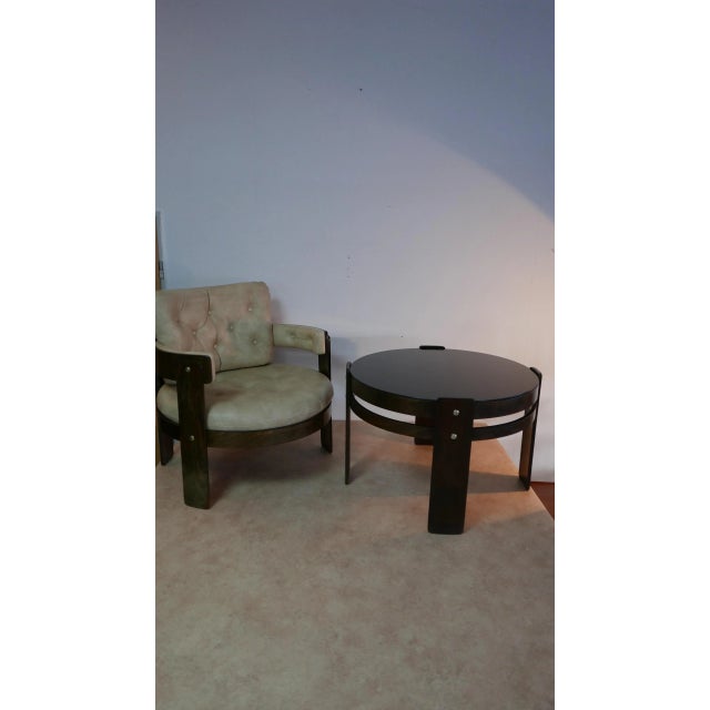 1970s Set of Pagwood and Skai Leather Lounge Chair and Glass Table Set, 1970s For Sale - Image 5 of 13