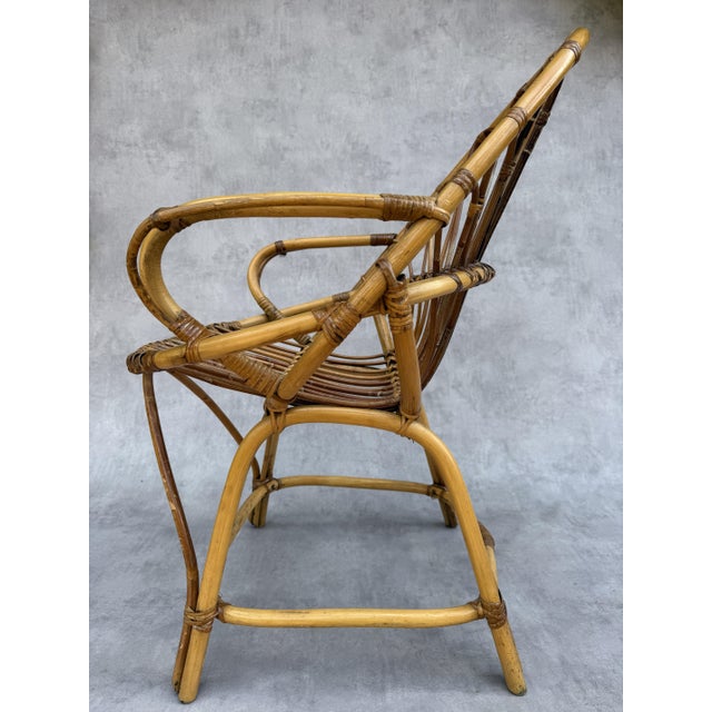 Brown Vintage Rattan Armchairs, France, 1960s, Set of 10 For Sale - Image 8 of 13