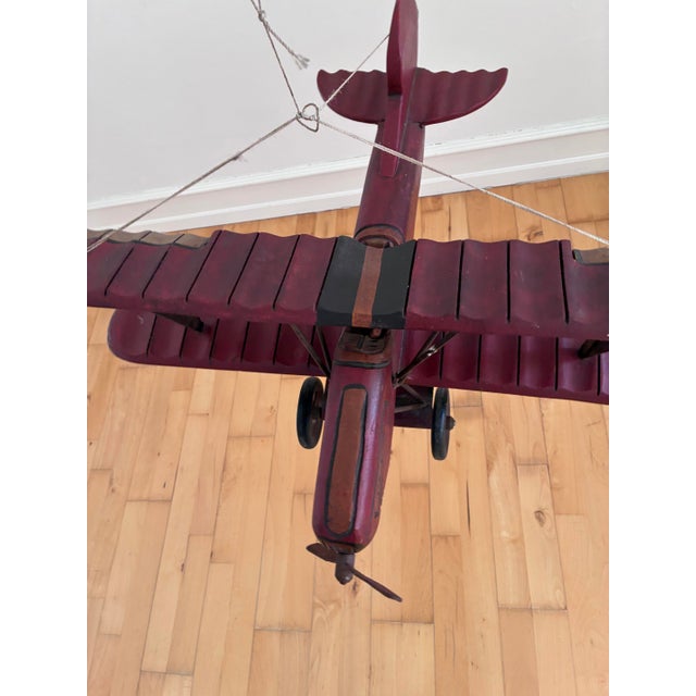 Large Vintage Handmade Wooden Airplane Model Biplane, 1930s For Sale - Image 10 of 18