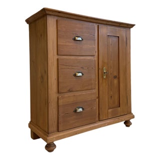 Antique Rustic Bread Cabinet in Wood For Sale