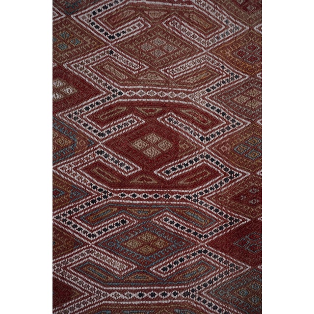 Light Pink Vintage Unusual Pattern Brick Red Jajim Kilim 5'8'' X 8' For Sale - Image 8 of 10