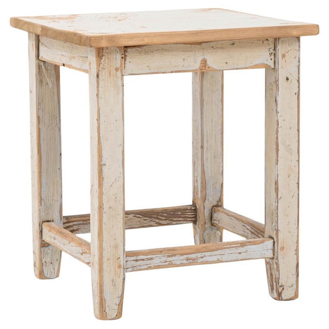Off-white Early 20th Century Central European Wood Patinated Stool For Sale - Image 8 of 18