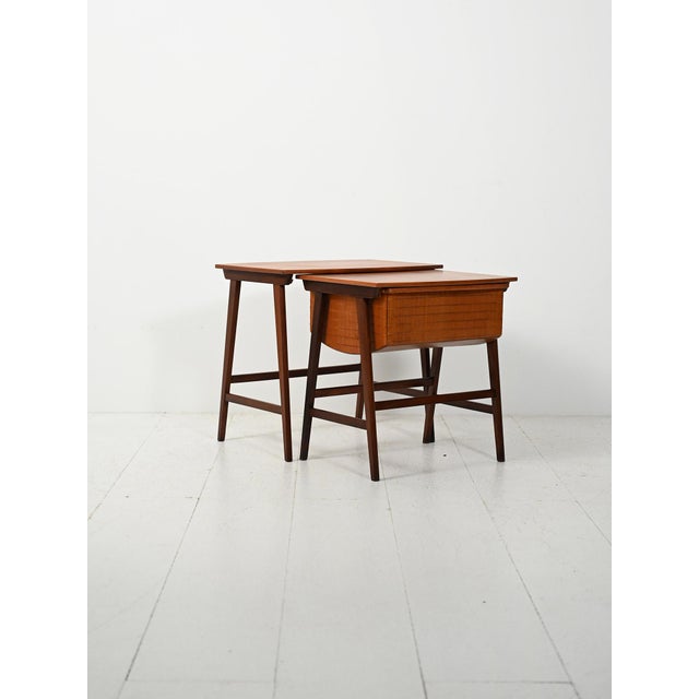 Scandinavian Nesting Coffee Tables with Wool Storage, 1960s, Set of 2 For Sale - Image 3 of 14