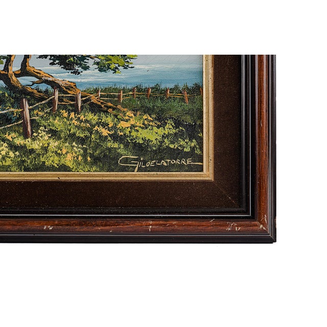 Original Oil Painting Vintage Coastal Landscape by Gildelatorre For Sale - Image 4 of 5