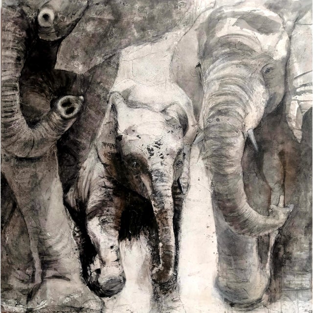 Earthlings Mixed-Media Painting by Guusje Bertholet For Sale