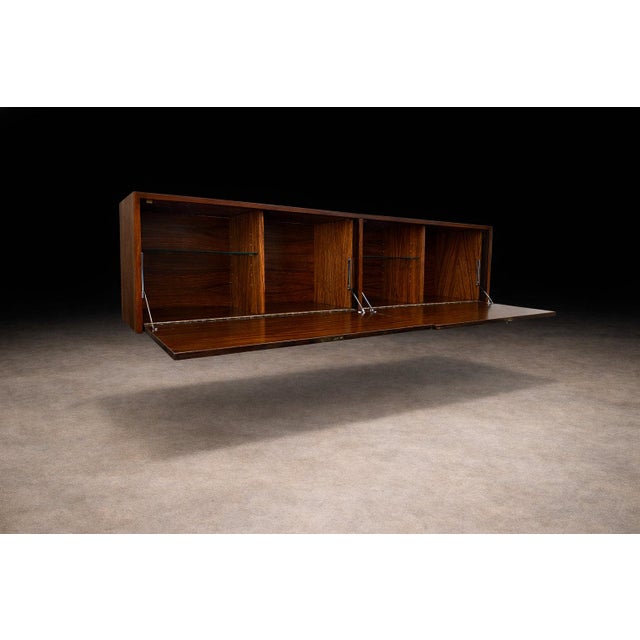 Brazilian Modern Floating Bar / Sideboard in Hardwood by Carlo Hauner, 1950s For Sale - Image 9 of 13