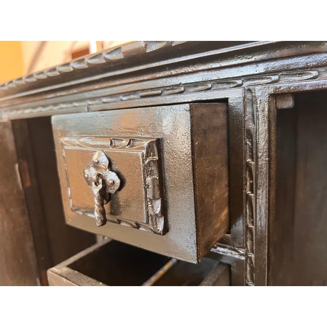 20th Century Spanish Baroque Style Cabinet on Stand, Bargueno or Varqueno For Sale - Image 14 of 18