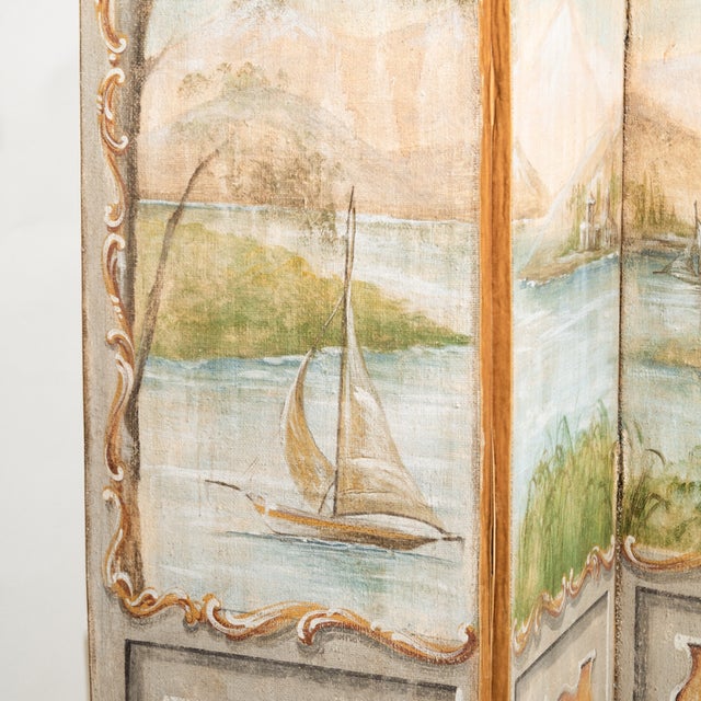 Rococo Three-Panel Folding Screen with Lake Landscapes and Rockery Motifs, 1890s For Sale - Image 3 of 4