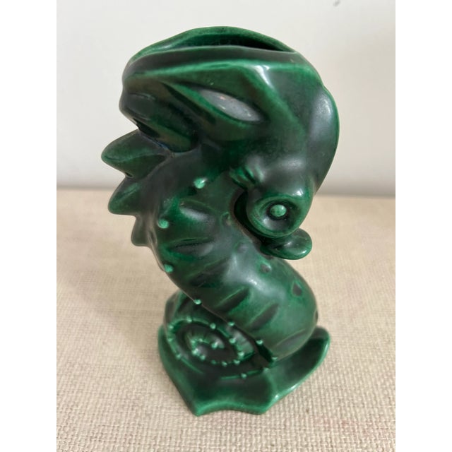 Vintage ceramic dark green seahorse vase. Great for coastal beach home