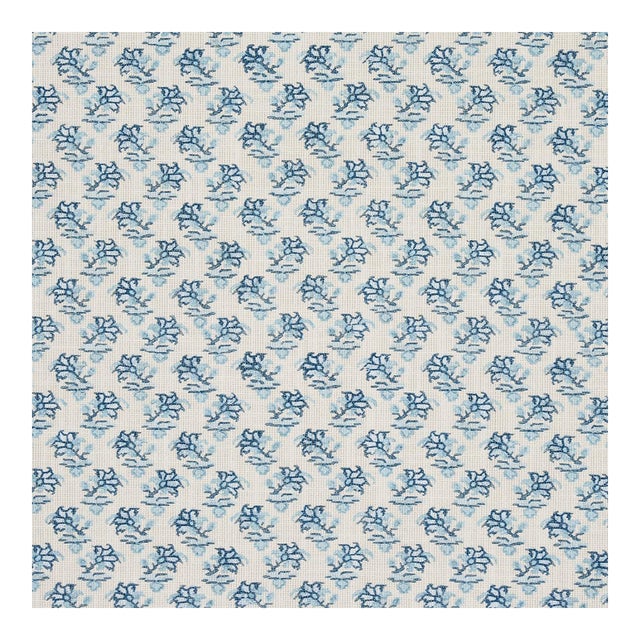 Sample - Schumacher x Mark D. Sikes Oleander Indoor/Outdoor Fabric in Indigo For Sale