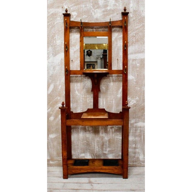 Antique English Arts and Crafts Oak Hall Stand, 1900 For Sale - Image 3 of 5