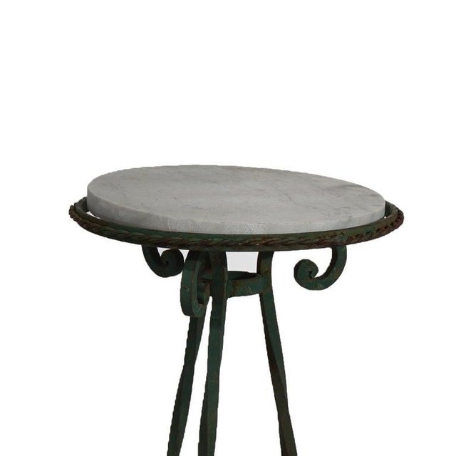Antique Arts & Crafts Oscar Bach Style Wrought Iron & Marble Plant Stands C1920 For Sale - Image 9 of 11