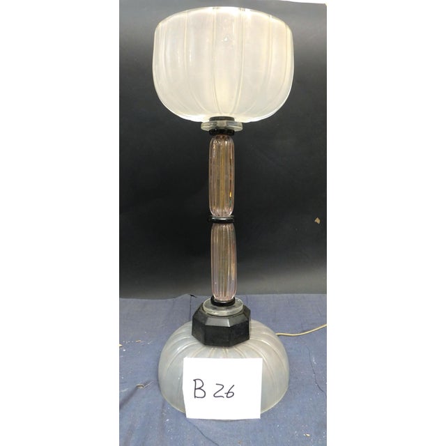 Italian 1960s Frosted and Clear Murano Glass Table Lamp For Sale - Image 3 of 9