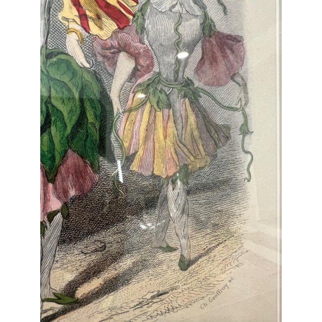 French Grandville Belle-De-Nuit Hand-Colored Engraving Les Fleurs Animees For Sale - Image 3 of 15