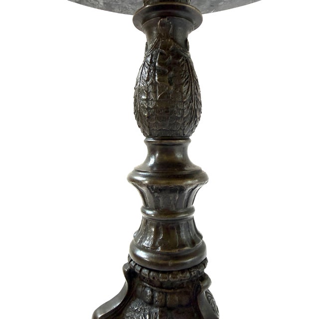 Bronze End Table, Marble Top - 27"h For Sale - Image 4 of 7