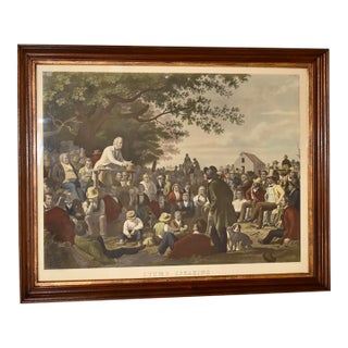 "Stump Speaking" Framed Lithograph With Blown Glass For Sale
