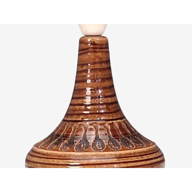Ceramic 1960s Mid-Century Modern Arne Finne Nielsen, Table Lamp, Brown Glazed Stoneware For Sale - Image 7 of 10
