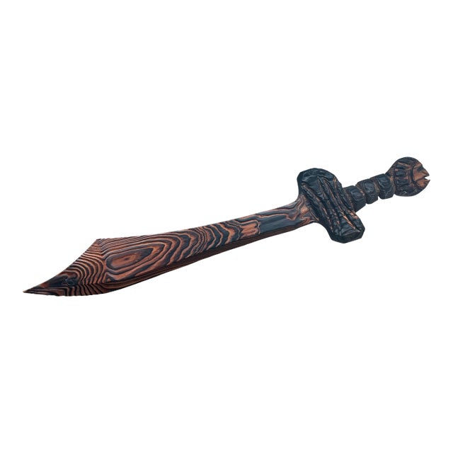 Witco Mid Century Modern Brutalist Carved Wooden Tiki Art Sword 50" For Sale