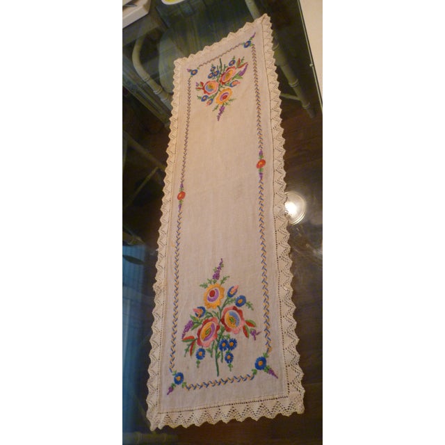 Vintage Handmade European German Polish Linen Table Runner Chairish