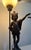 Mid-20th Century Venetian Style Figural Bronze Blackamoor Table Lamps on Red Marble Bases - A Pair For Sale - Image 4 of 9