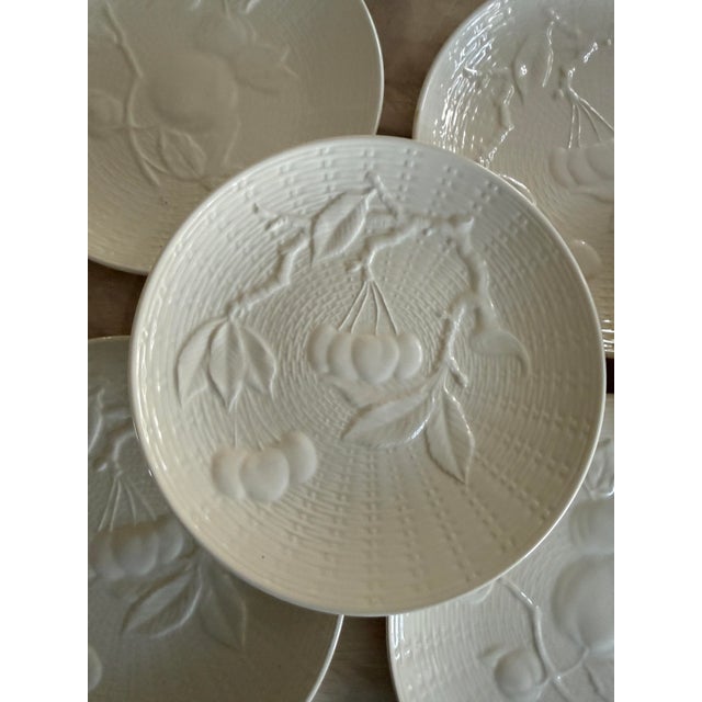 Vintage Cream Fruit Embossed Ed Langbein Western Zone Germany Porcelain Dessert Plates - Set of 11 - 7.75 Inch Fruit Relief 1945 1949 For Sale - Image 9 of 12