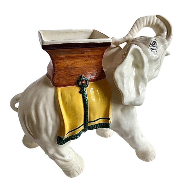 Ceramic 1960s Hollywood Regency Elephant Planter For Sale - Image 7 of 11