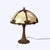 Arts & Crafts 6 Panel Slag Glass Lamp With Bronzed Metal Base In The Manner Of Bradley & Hubbard C1920 Measures - 20 1/4"...