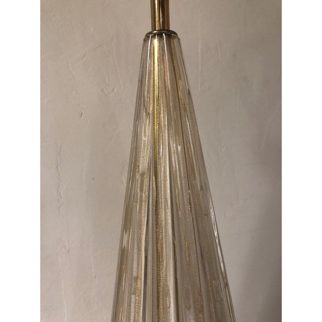 Mid-Century Modern Gold Fleck Barovier and Toso Murano Glass Lamp Circa 1950 For Sale - Image 3 of 6