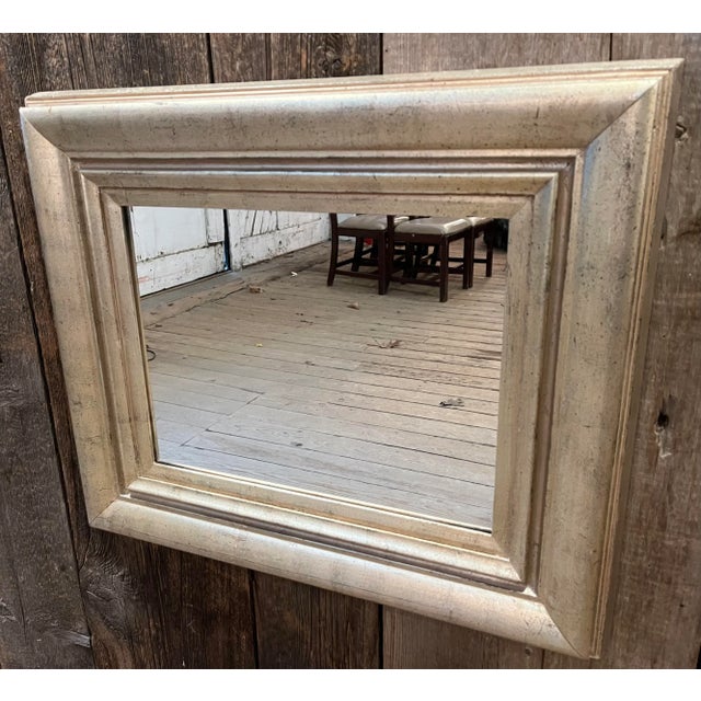 Contemporary 1980s Silver Framed Hanging Wall Mirror For Sale - Image 3 of 12